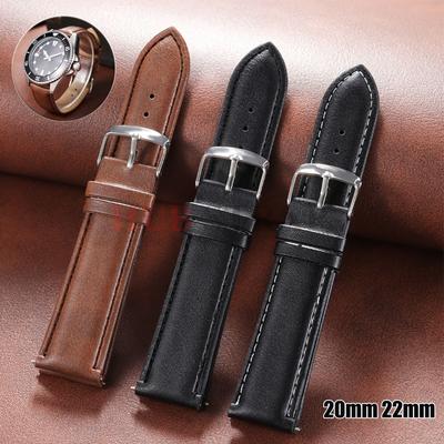 20mm 22mm Brown Black PU Leather Strap Suitable for Men's and Women's Calfskin Strap Soft Universal Watch Band Watch Accessories