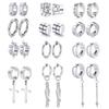 1/12 Pairs Stainless Steel Non-Piercing Magnetic Stud Earrings Unisex CZ Magnet Ear Clip Women And Men Punk Hip Hop Earring Set
