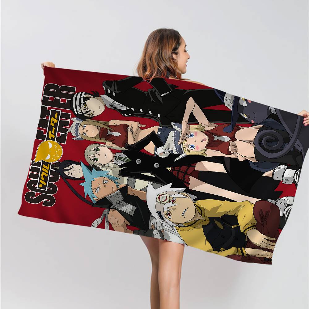 S-Soul E-Eater Anime Microfiber Blanket Quick Drying Beach Towels Oversized Printing Super Absorbent Pool Towel Blanket