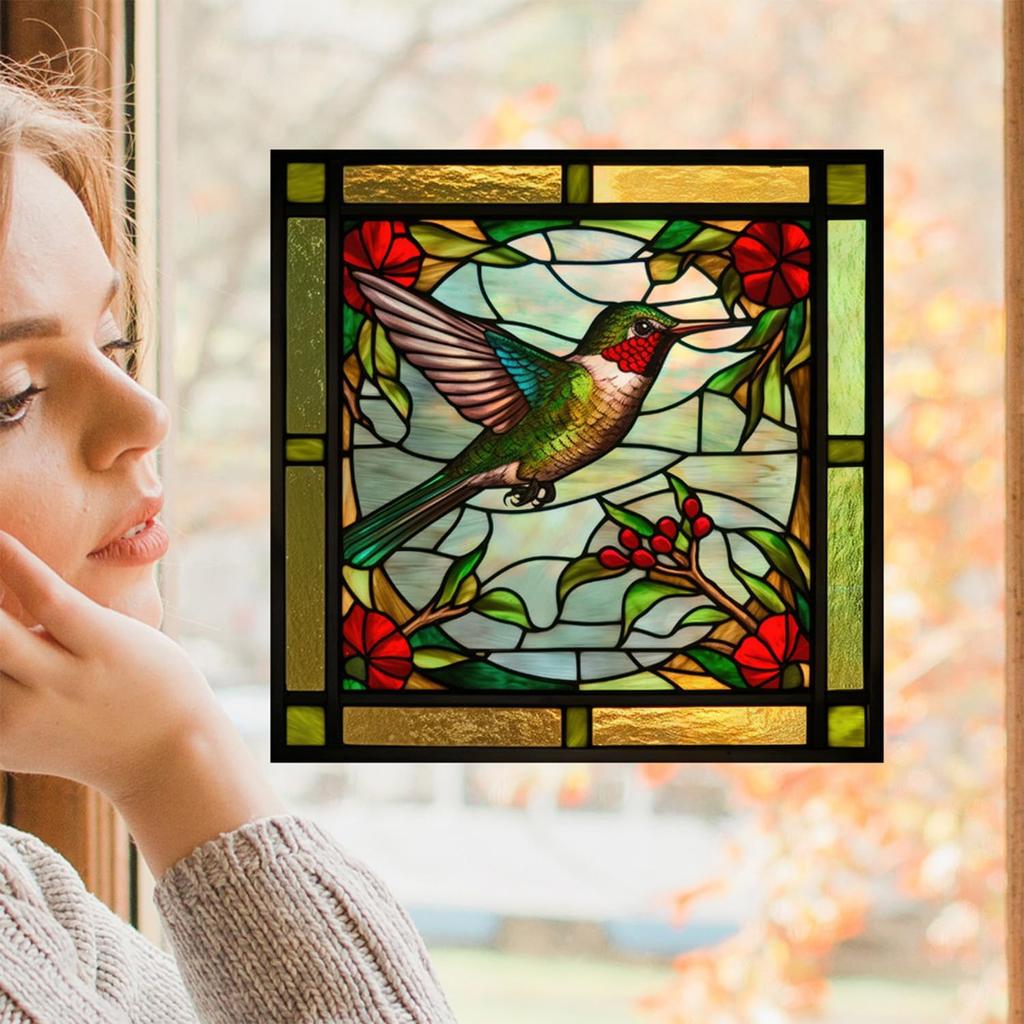 4 Sheets Large Size Hummingbird Window Clings Anti-Collision Window Clings Decals To Prevent Bird Strikes On Window Glass Non Adhesive Vinyl Cling