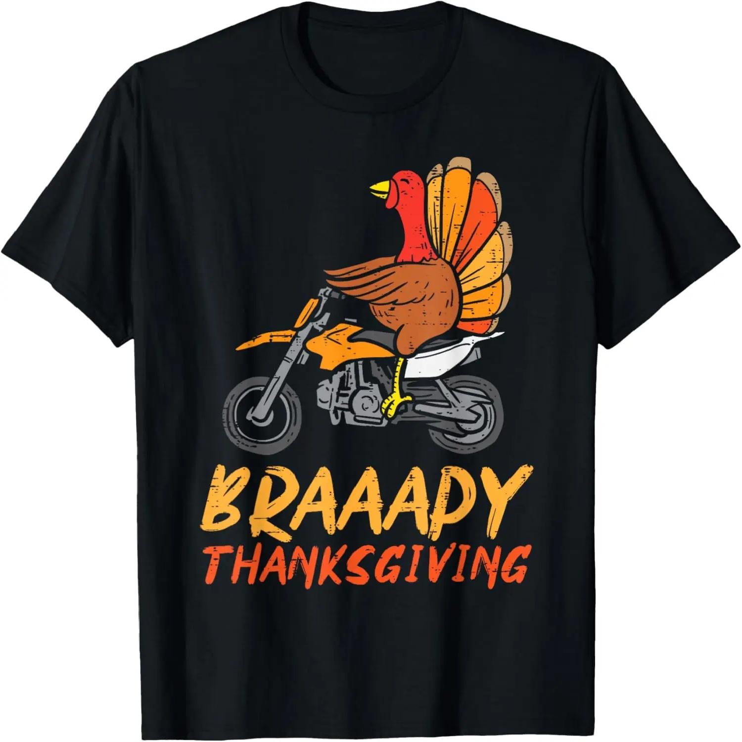 

Braaapy Thanksgiving Turkey Dirt Bike Motocross Men Boys T-Shirt XXXXXL чорний