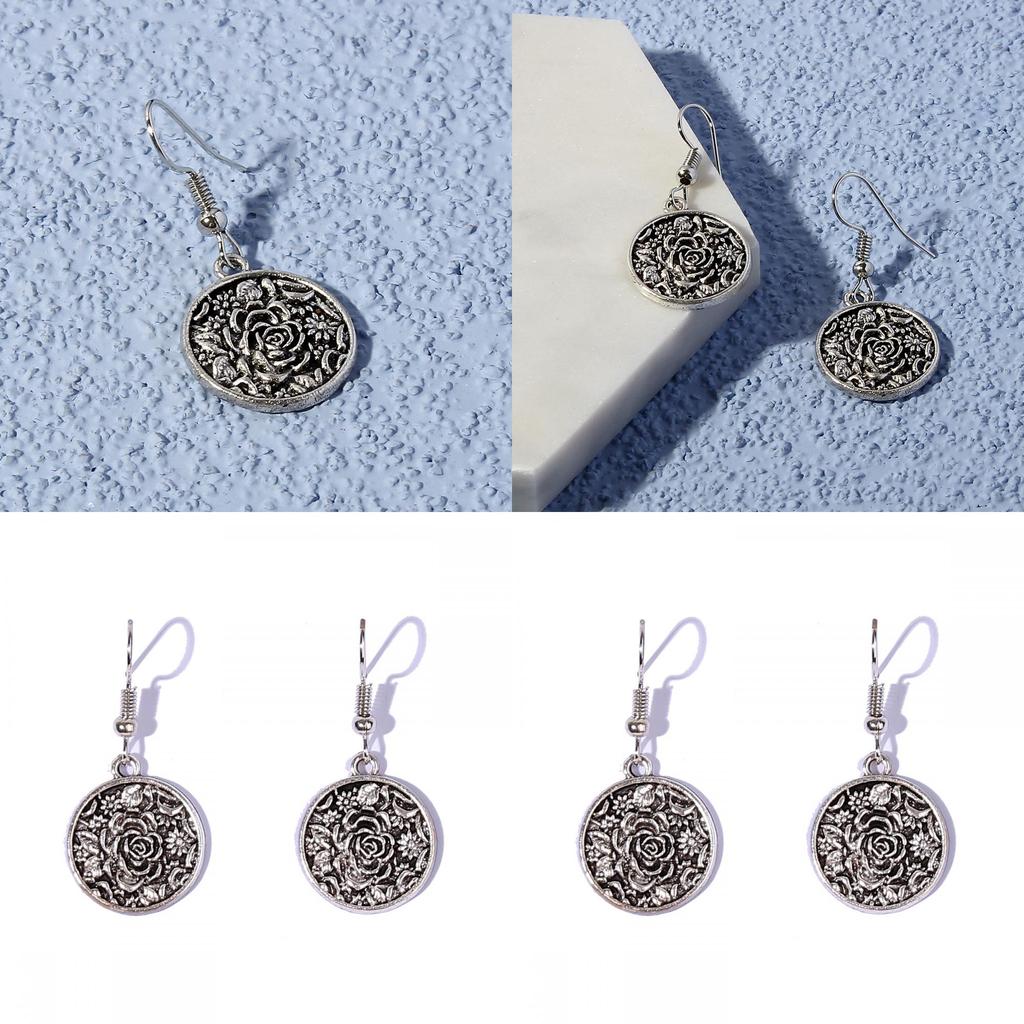 Vintage Floral Metal Earrings For Women With Geometric Design For Wedding And Gift Giving