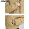 BITCED High-Waisted Oversized Fur-Trimmed Hooded Cropped Cotton Jacket for Women Autumn/Winter Down-Filled Cotton Jacket Slim-Fit Jacket Outerwear