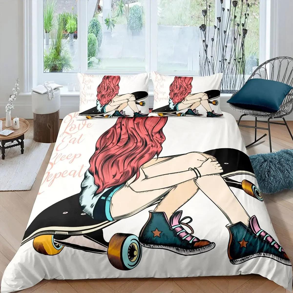 

Skateboard Sports Comfortable Duvet Quilt Cover Pillowcase Bedding Set Children Bedroom Decoration Home Textile 70x133cm 2pcs