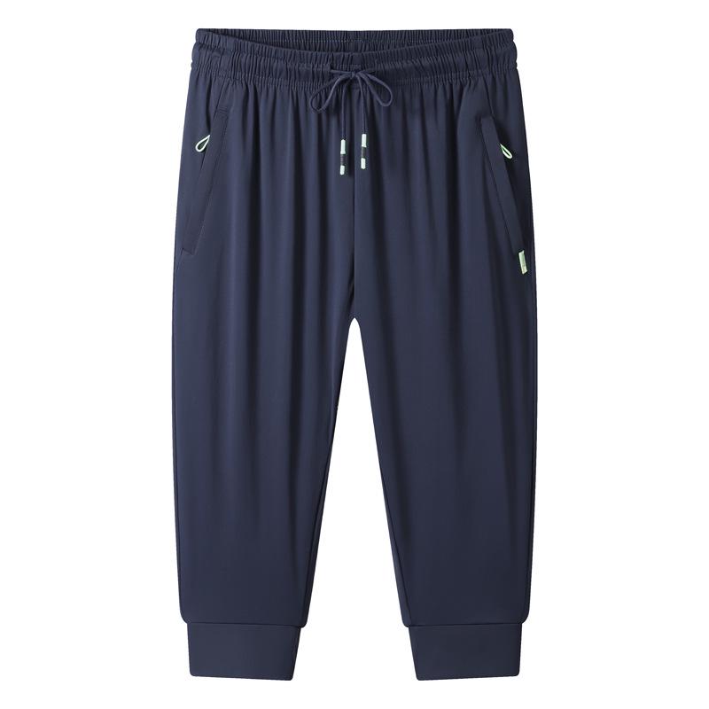 Men's Plus Size Quick-Dry Summer Silk Capris - Breathable, Fashionable, Loose-Fit Shorts