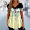 Minimalist Flower Print 3D Printed Women's Fashionable V-neck Short Sleeved T-shirt