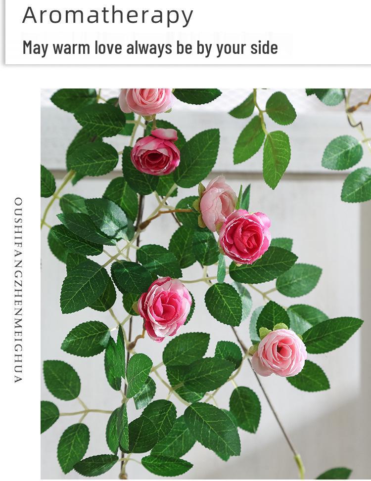 Artificial Rose Flower Vine for Wall & Pipe Decoration In Living Rooms, Malls & Courtyards