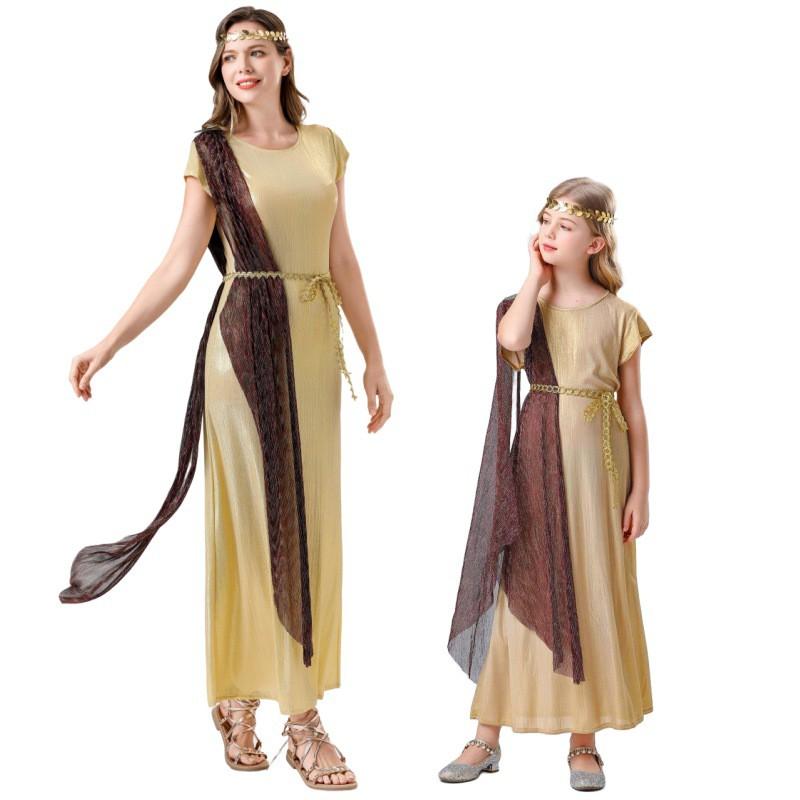 Halloween Roman Greek Goddess Costume Set Mother Daughter Party Cosplay Dress