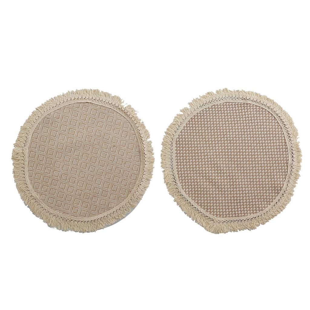 Round Placemats Linen Material Table Mat Drinking Coaster Heat Insulation Mat Round Table Mats for Kitchen Restaurant