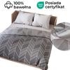 Nitta - Komplet Pościeli Satynowej - Szary Z Białym - Geometryczny Wzór - 220X200 Cm