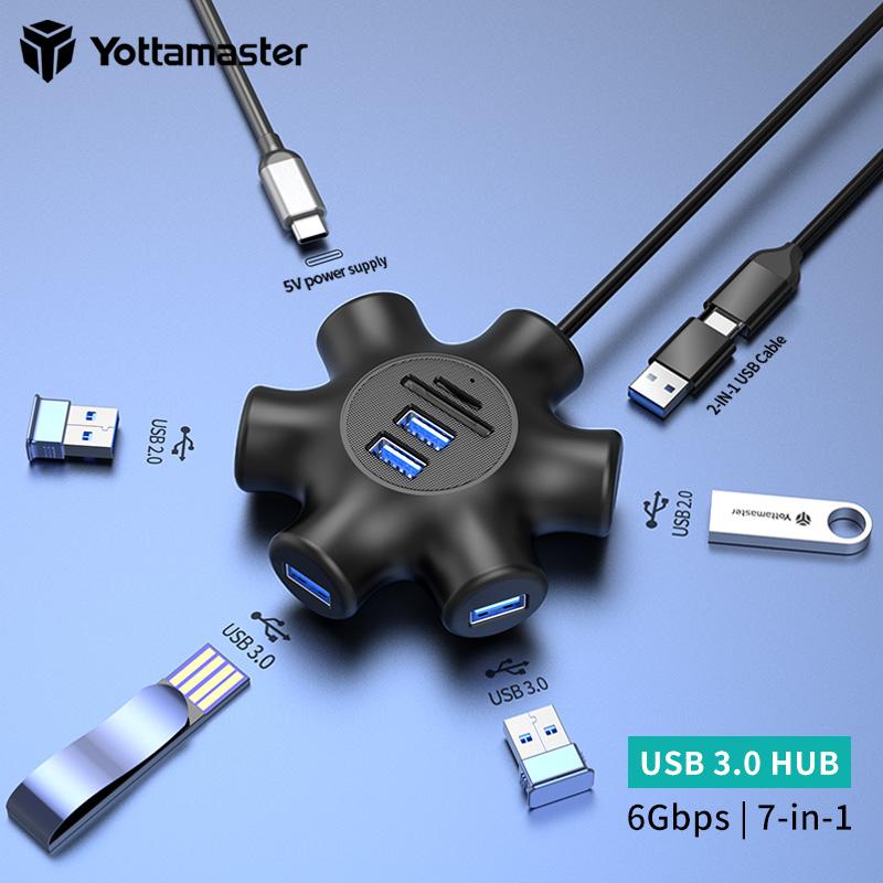 

Yottamaster USB HUB USB A to Type C Cable 6Gbps Type C HUB Adapter Expansion Dock Ultra-Slim OTG Adapter For PC