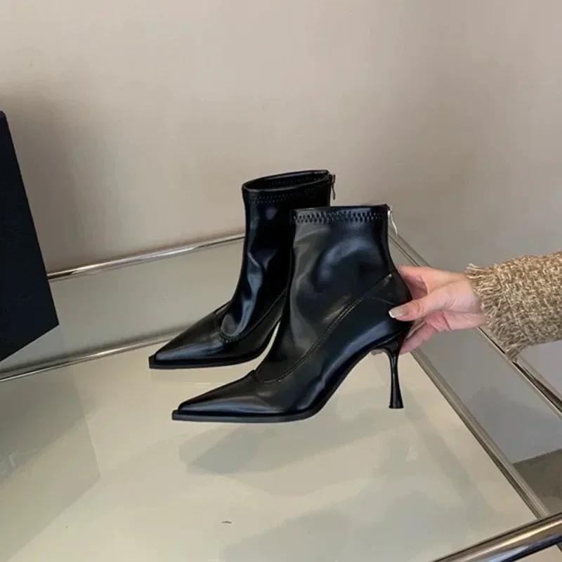 Bottes pour femmes toutes saisons à talon haut et bout pointu, mode, durables, confortables à porter au quotidien, matériau durable de bonne qualité
