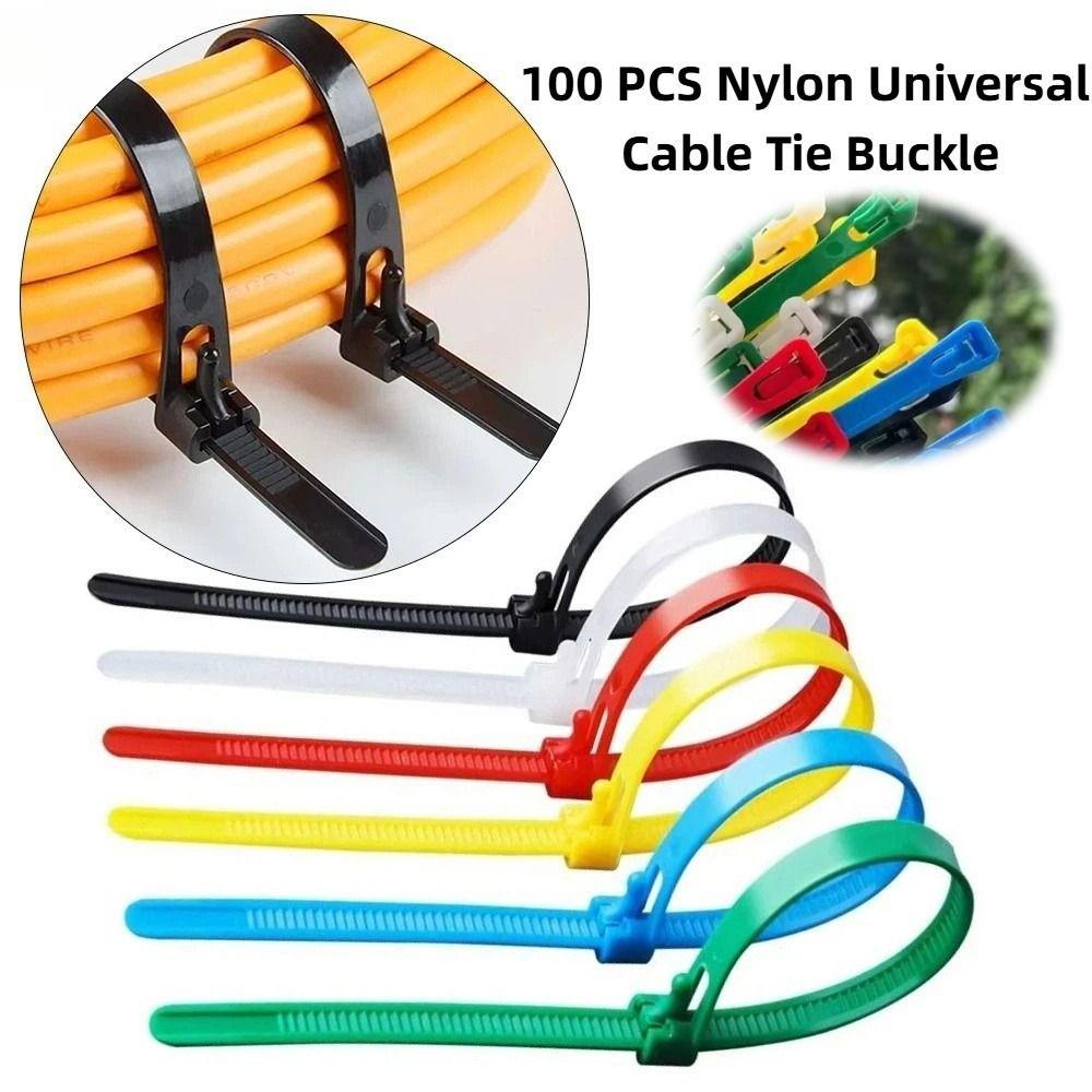 100 PCS Heavy Duty Nylon Universal Cable Tie Buckle Car Instrument Zip Ties Workshop Use