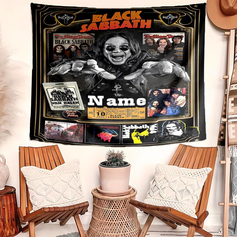 Personalized Rock Ozzy Osbourne Background Tapestry,Custom Name Birthday Party,Multifunctional Wall Decoration for Home Decor,Various Occasions