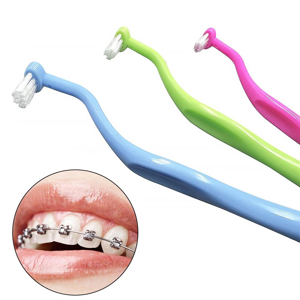 5 Stück Kieferorthopädische Zahnbürste Interdentalbürste Einzelbüschel Weiche Borsten Flacher Kopf Zahnbürste Zähne Reinigen Mundhygiene Werkzeuge Neu