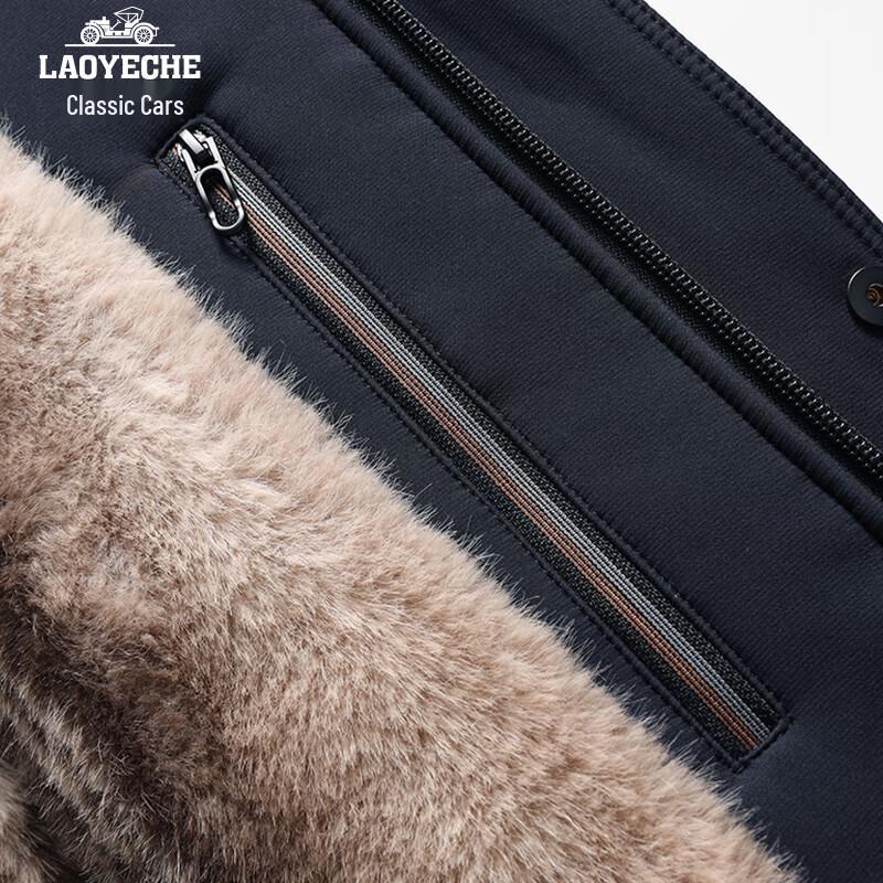 LAOYECHE Men's Mid-Length Padded Winter Jacket with Detachable Fur Collar