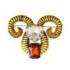 Personalized Retro Court Style Ancient Gold Goat Head Brooch Men's High-end Corsage Suit Dress Accessories Pin Badge