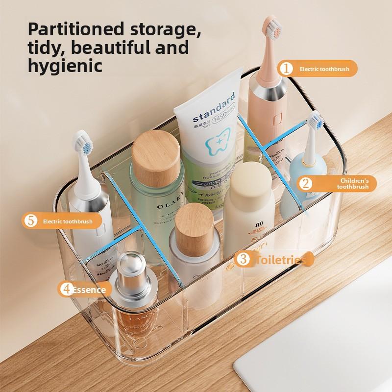 Electric Toothbrush Storage Rack, Wall-mounted Bathroom Toothpaste and Toothbrush Storage Rack Without Drilling