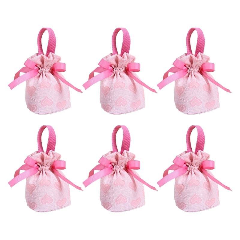 Pack of 6 Wedding Candy Boxes Handbag Party Gift Bags Candy Bags Pouches