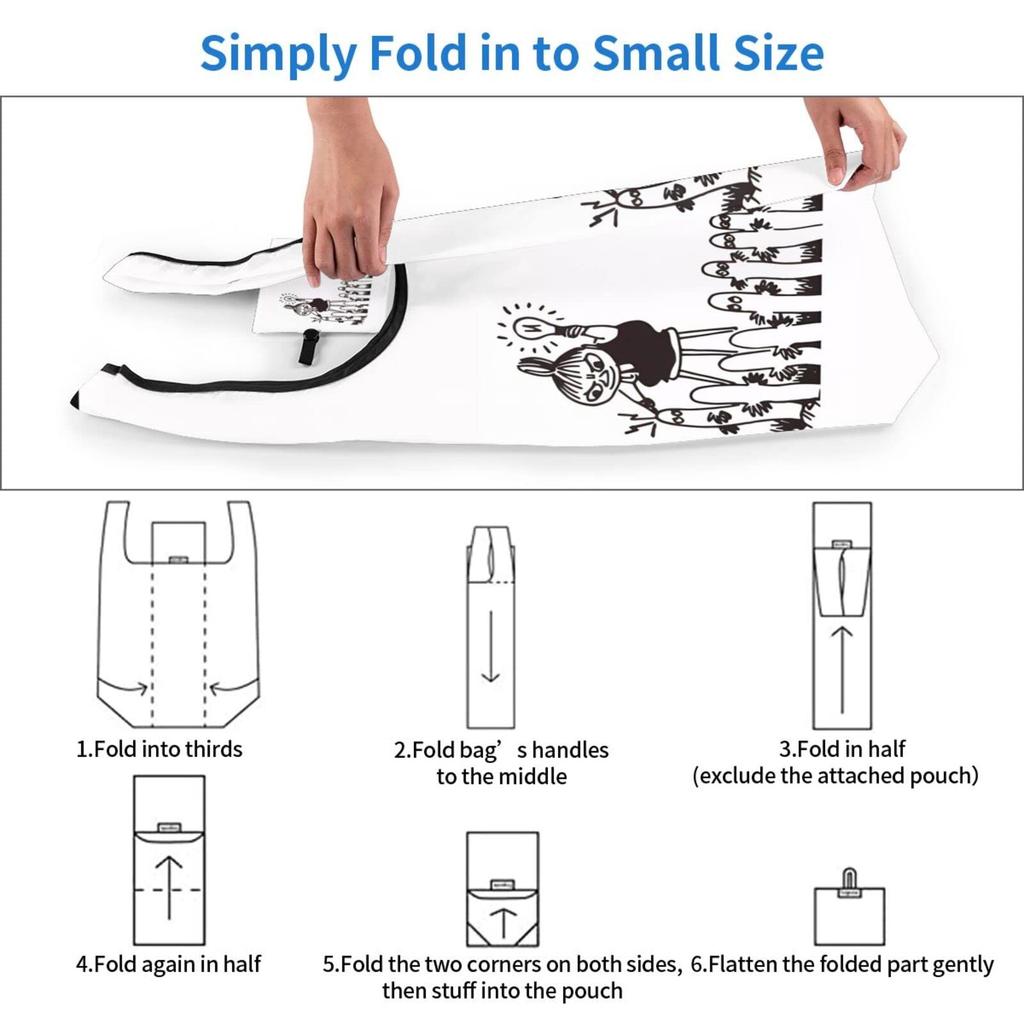 Large Capacity Eco Stylish Little Hattifattener Waterproof Tote Foldable Shopping Durable and Waterproof [HTSW] Bag, Moomin, My, Design, Bag, Bag,