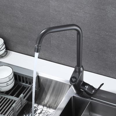 Grey/Black Kitchen Sink Faucet Intelligent Digital Display Brass Deck Mounting Rotatable Hot And Cold Mixer Tap for Kitchen