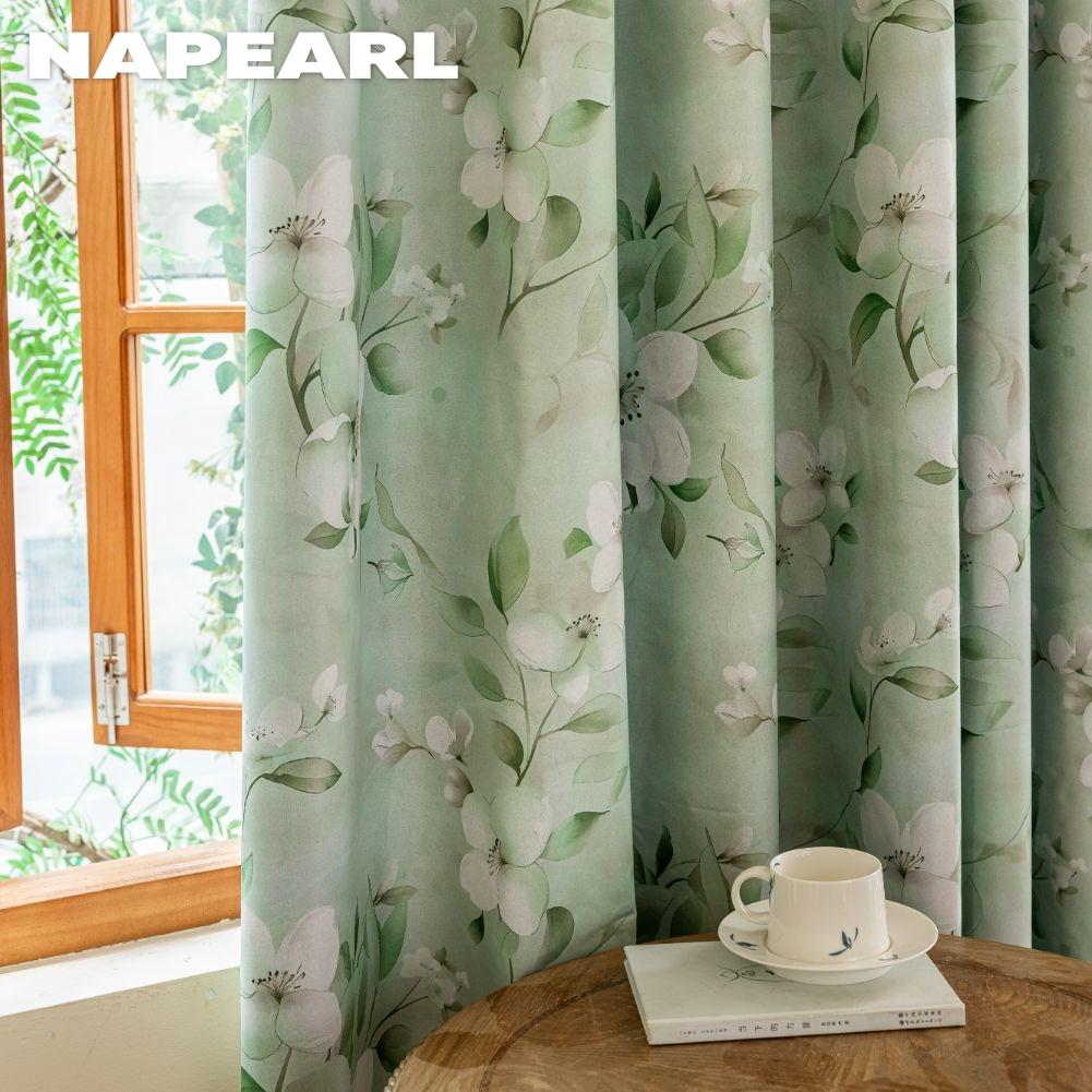 1 buc. Perdele verzi imprimate în stil nordic de țară NAPEARL cu perdele opace complete pentru dormitor, sufragerie, fereastră de balcon pentru decorarea casei