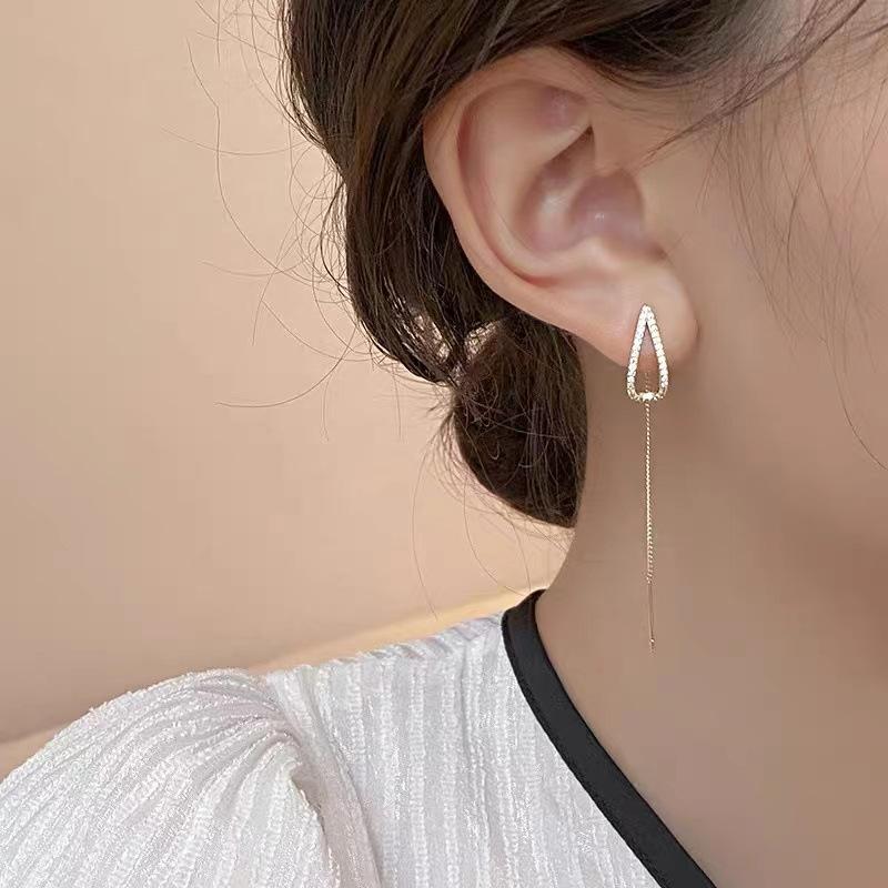 New Korean Luxury Shiny Zircon Ball Flower Pendant Long Earline For Women Fashion Jewelry Unusual Earring Ear Accessories