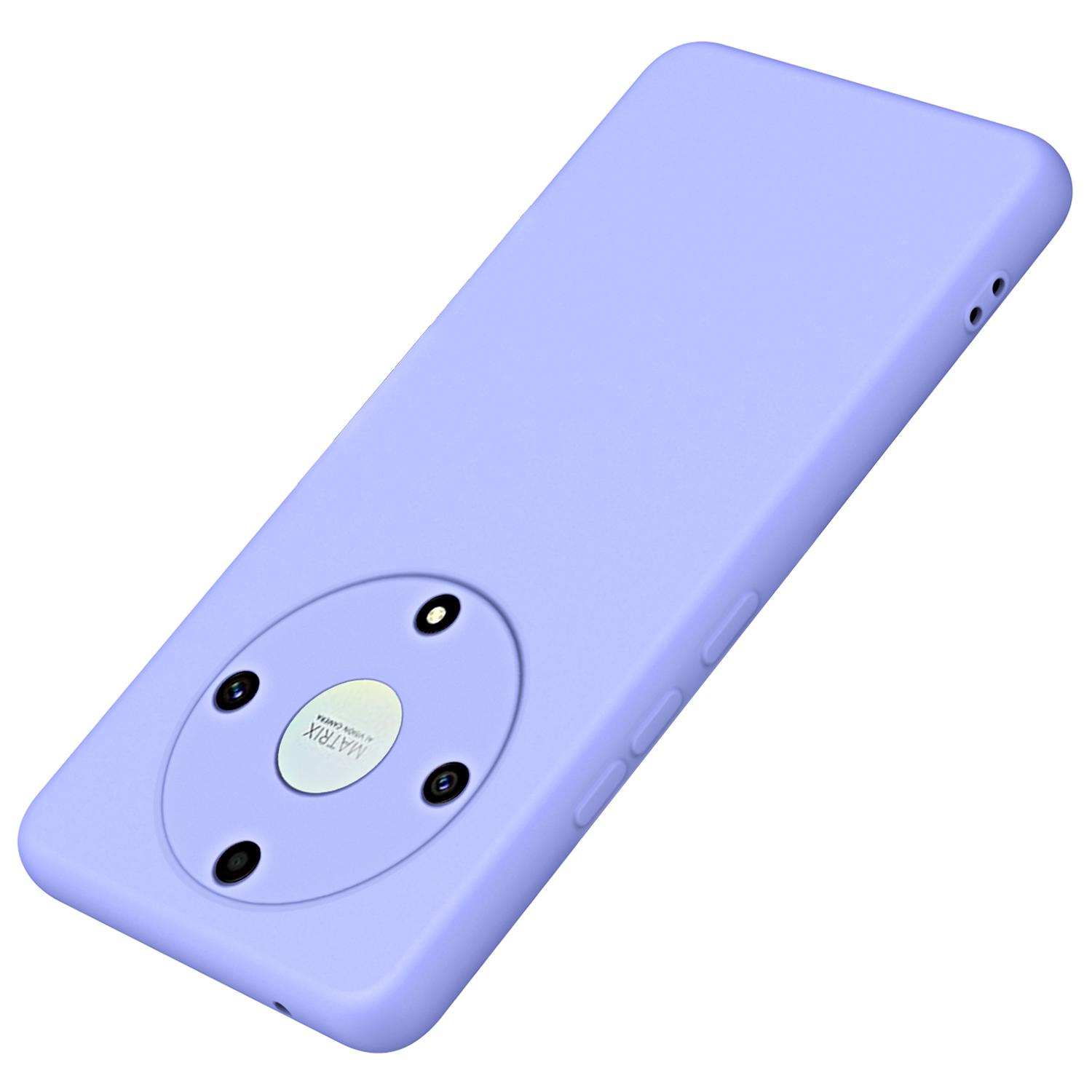 

Back Cover for Honor X9a 5G/Magic5 Lite 5G 2.2mm Thickness Fiber Lining Rubberized TPU Phone Case Purple