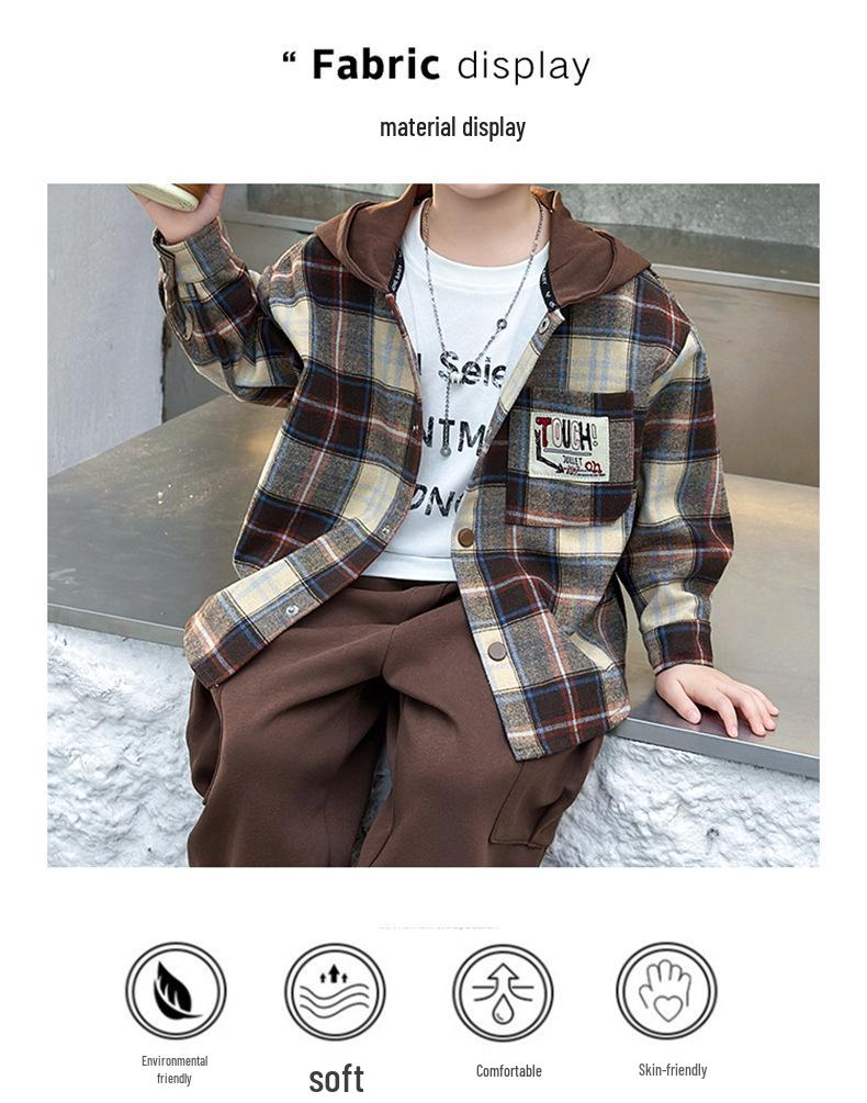 Boys' 2025 Stylish Autumn Three-Piece Set: Cool Shirt, Fashionable Clothes for Spring and Autumn