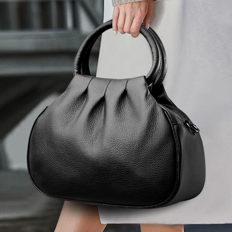 Bolso Bandolera Cruzado De Cuero Para Mujer, Tamaño Medio, Negro Envejecido, Impermeable, VINBAGGE
