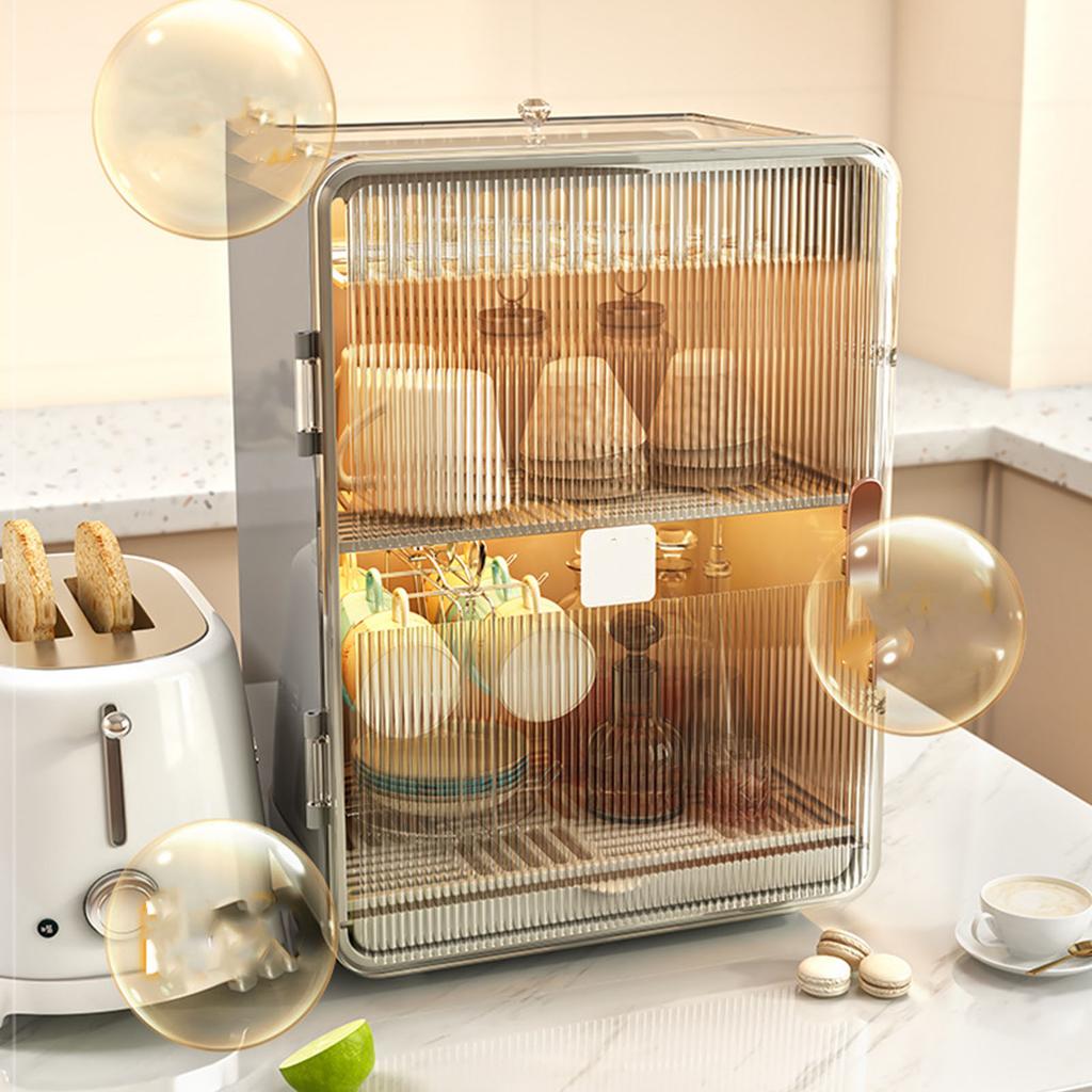 Dustproof Cup Tea Set Storage Box Household Transparent Desktop Water Cup Tea Cup Draining Rack