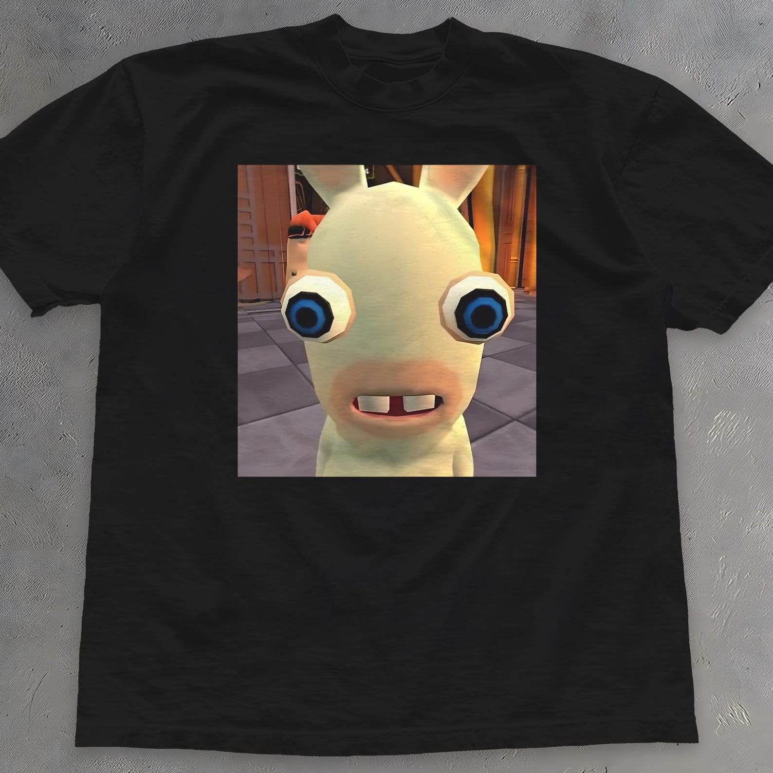 Raving Rabbid Stare Shirt - Rabbit Meme Tee - Weirdcore T-Shirt 2XL