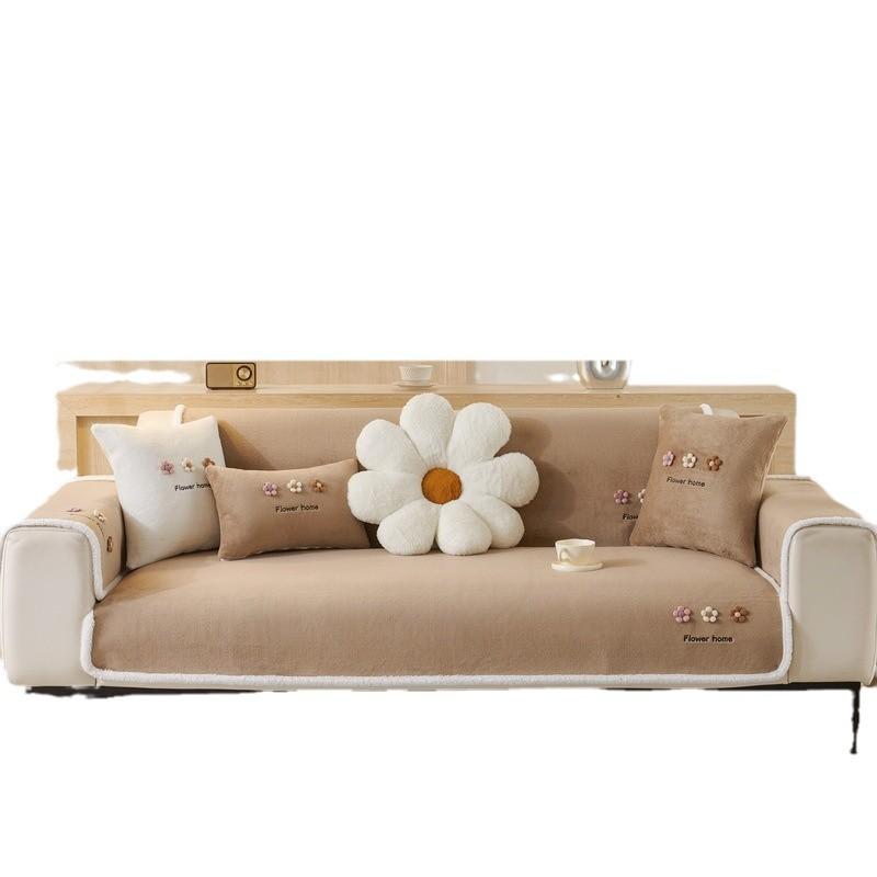 Thickened Milk Fleece Sofa Cushion Winter Small Fresh Plush Seat Cushion  New Non-Slip Sofa Cover Cover Cloth Towel