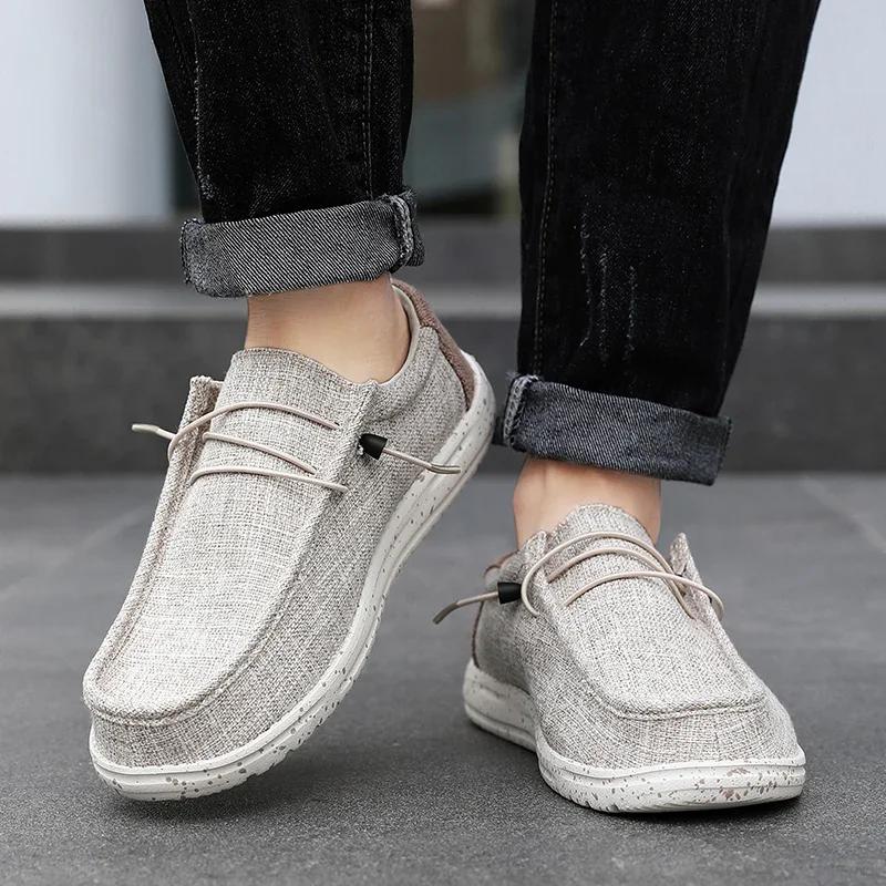 Canvas Men Shoes Male Loafer Lightweight Soft Sole Breathable Slip-On Walking Casual Shoes for Men footwear big size 48