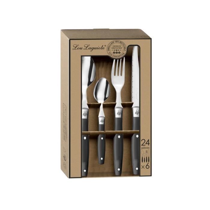 Ménagère 24 Pièces - LOU LAGUIOLE - Comptoir - Acier Inox - Coloré - Pour 6 Personnes