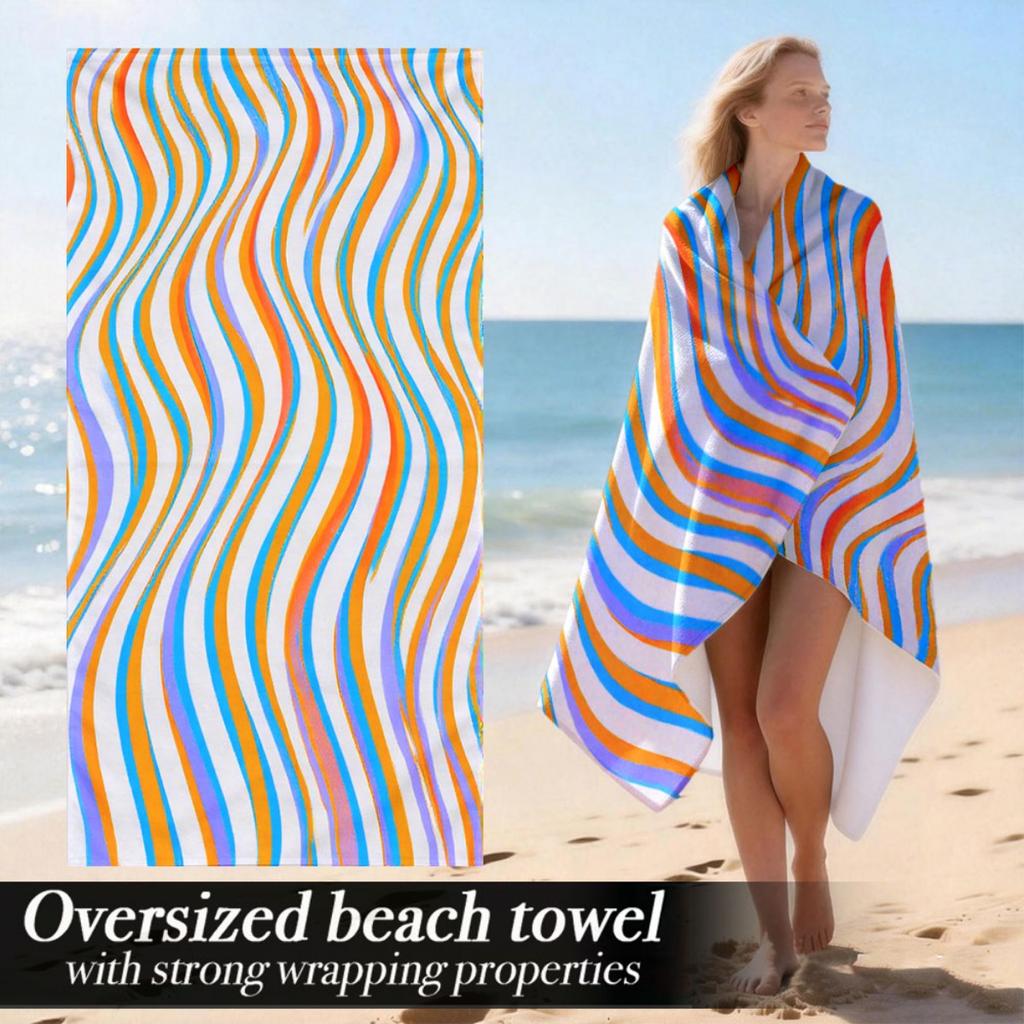 Asciugamano da Spiaggia Lussuoso Oversize | Asciugamano in Microfibra Morbido, Leggero, Peluche, Assorbente con Forti Proprietà di Avvolgimento | Adatto Per