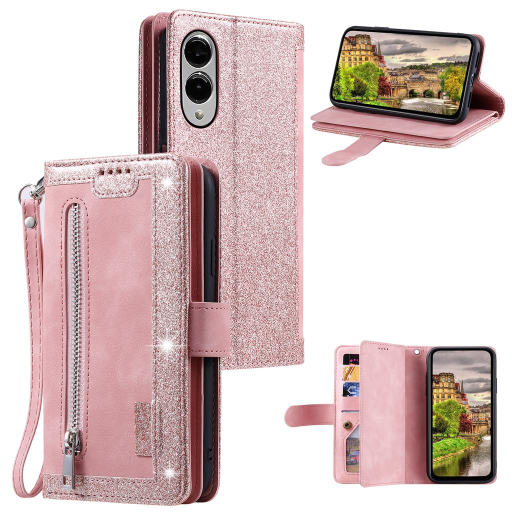 For Samsung Galaxy S25 Edge Case PU Leather Phone Cover with Zipper Wallet 9 Card Slots