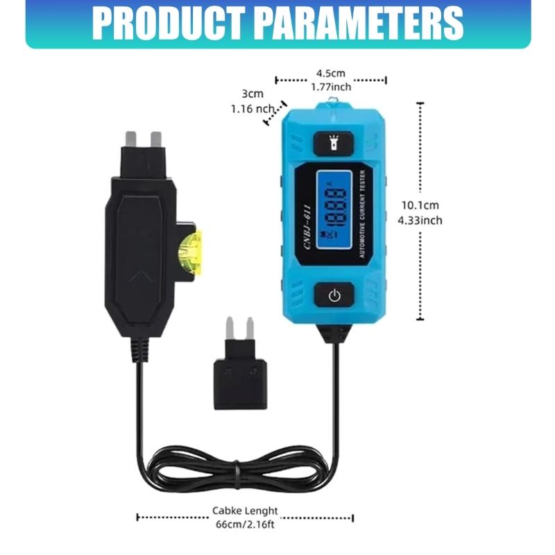 Small Automotive Current Measurement Tool Backlit Display Car Inspector Upgrades for DIY Enthusiasts & Technicians