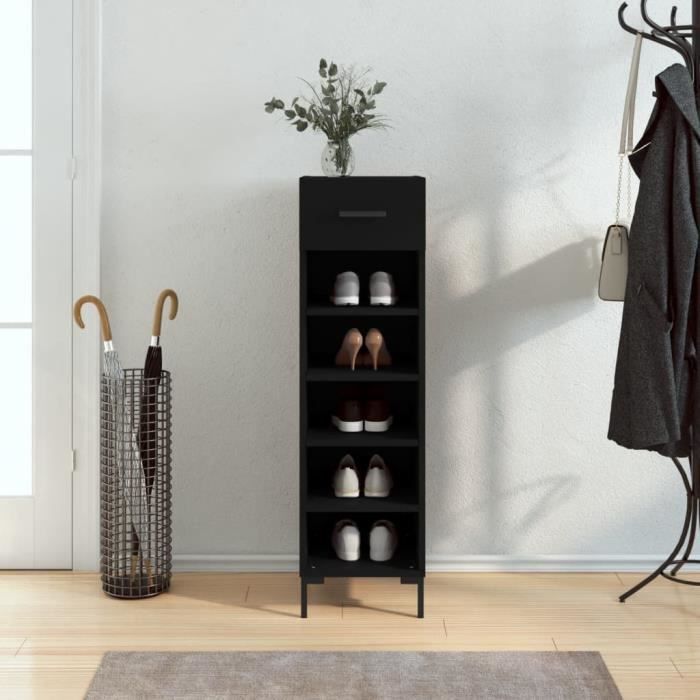 VidaXL Shoe Cabinet Black 30x35x105 Cm Engineered Wood 829677