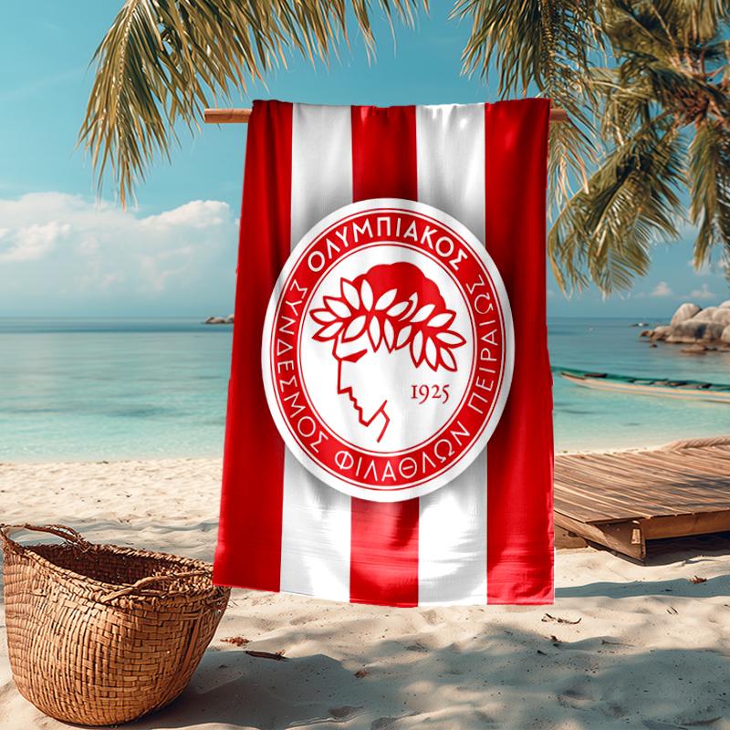 Ultra-weiches Strandtuch mit Olympiakos-Thema, ideal für Pool - Camping, Tauchen - Perfekter Reisebegleiter, Lebendiges Strandtuch.