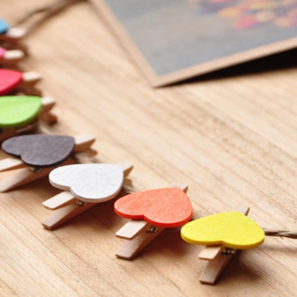 Wooden Colored Love Wooden Clip Kindergarten Classroom Children'S Handmade Heart-Shaped Diy Decorative Wooden Clip