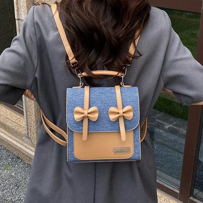 Ins Style Retro College Backpack Women's 2025 New Bow Backpack Versatile Portable Student Schoolbag