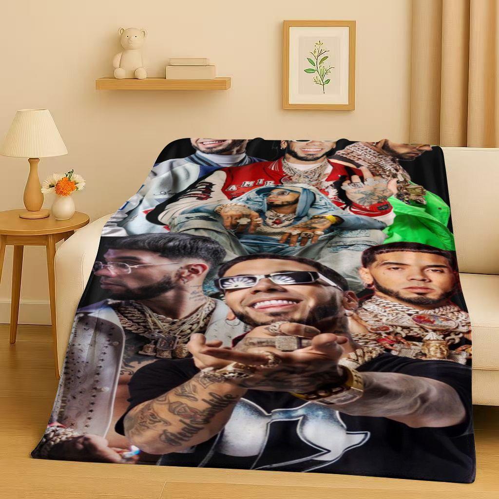 3D Anuel AA Real Hasta La Muerte Rapper Flannel Blanket,Ultra Soft Warm Plush Throw for Home Bedroom Bed Sofa Cover Kids Picnic