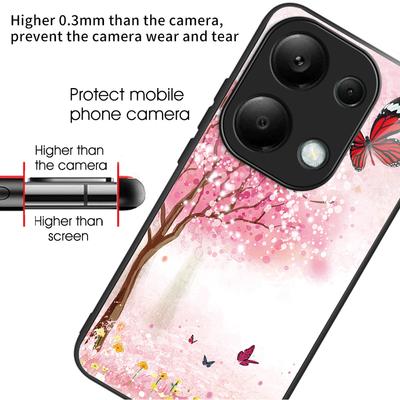 For Xiaomi Redmi Note 13 Pro 4G/Poco M6 Pro 4G Case Tempered Glass+TPU Pattern Printing Phone Shell