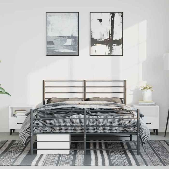 VidaXL Cadre de lit métal avec tête de lit-pied de lit noir 150x200 cm 352339