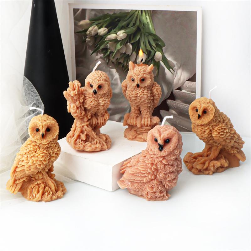 3D Owl Silicone Candle Mold DIY Cute Creative Animal Statue Novelty Decor Bird Decor Gifts Plaster Craft Resin Mold Home Decor