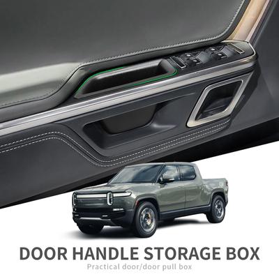 Para RIVIAN R1S R1T Manija de Puerta Delantera Caja de Almacenamiento Organizador de Reposabrazos Lateral de Coche Bandeja Contenedor Accesorios 2 Piezas