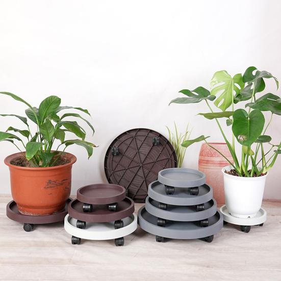 Wheeled Plant Caddy Round Plant Pot Pallet with 4 Wheels Mobile Flowerpot Stand Flower Pot Mover Planter Caddy for Indoor Outdoor Use
