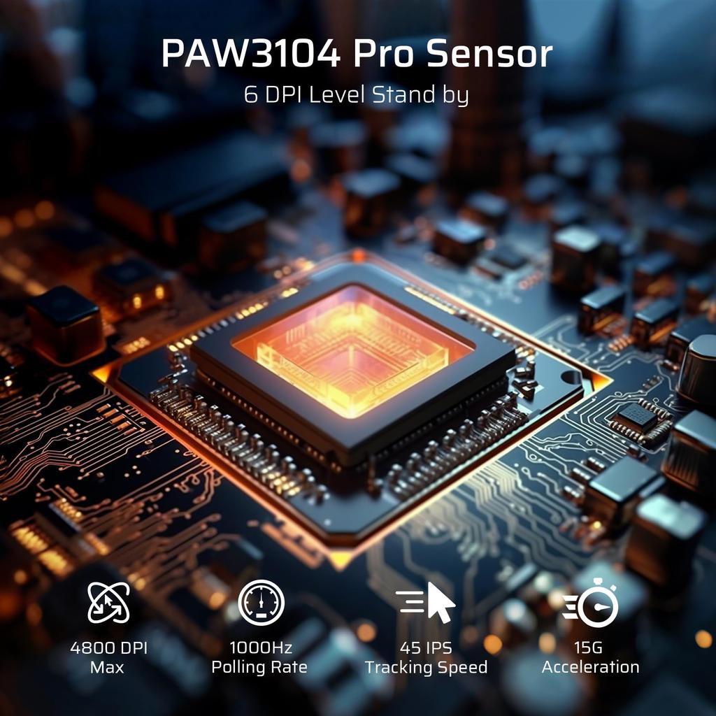 LTC GM024 Tri-Mode Wireless Gaming Mouse, 59g Ultra-Lightweight Ergonomic Gaming Mouse, 2.4GHzBTWired, 6-Level DPI 4800, 1000Hz, 5 Programmable