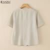 ZANZEA Women Casual Round Neck Summer Short Sleeve Print Blouse